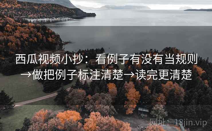 西瓜视频小抄:看例子有没有当规则→做把例子标注清楚→读完更清楚 西瓜视频小抄:看例子有没有当规则→做把例子标注清楚→读完更清楚